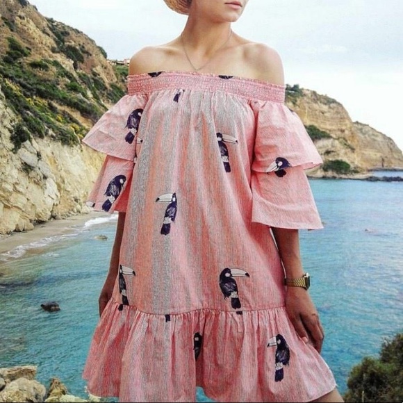 Zara Basic Pocketed Stripe Ruffle Toucan Dress - Picture 1 of 11